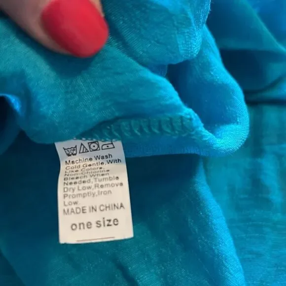 Turquoise maxi coverup with granny squares. One Size. - Picture 5 of 7